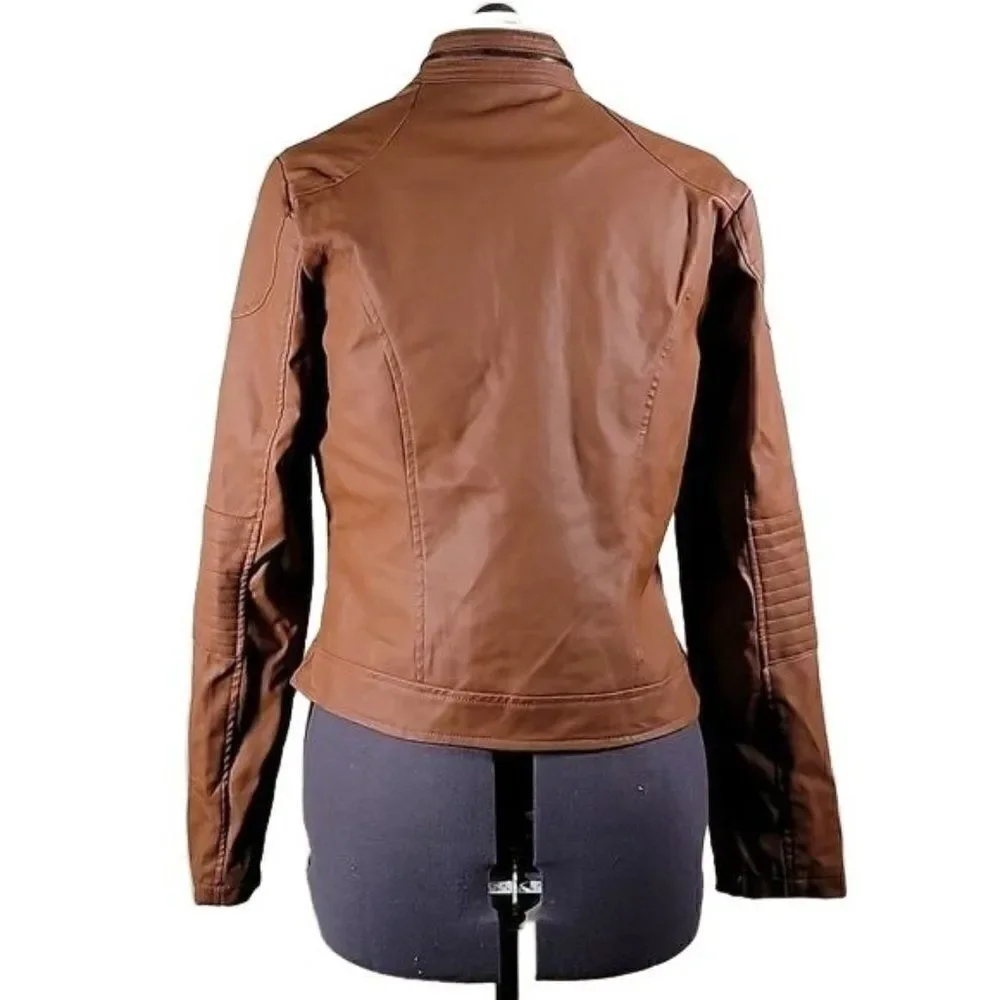 Maralyn & Me Juniors' Faux-Leather Moto Jacket Sz XS